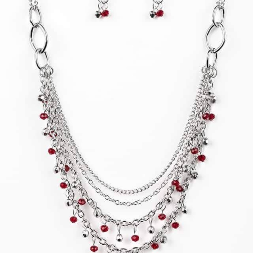 Red stone Necklace and Earring Set
